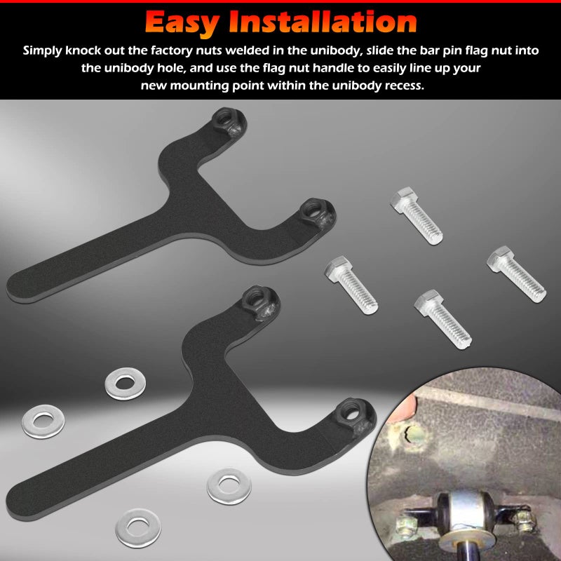 Bonbo Rear Bar Pin Flag Nut Kits for Jeep - Fix Rear Upper Shock Mount, Suitable for 1984-2001 Cherokee XJ-1082 4WD 2WD (Black, 2-Set) - Image 5